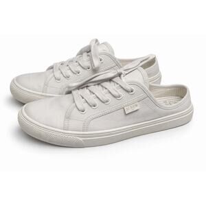 J.Crew 10 Wns White Sneakers Clean Girl Preppy Coastal Minimal Boat SlipOns